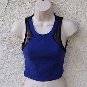 Blue and Black Crop Top